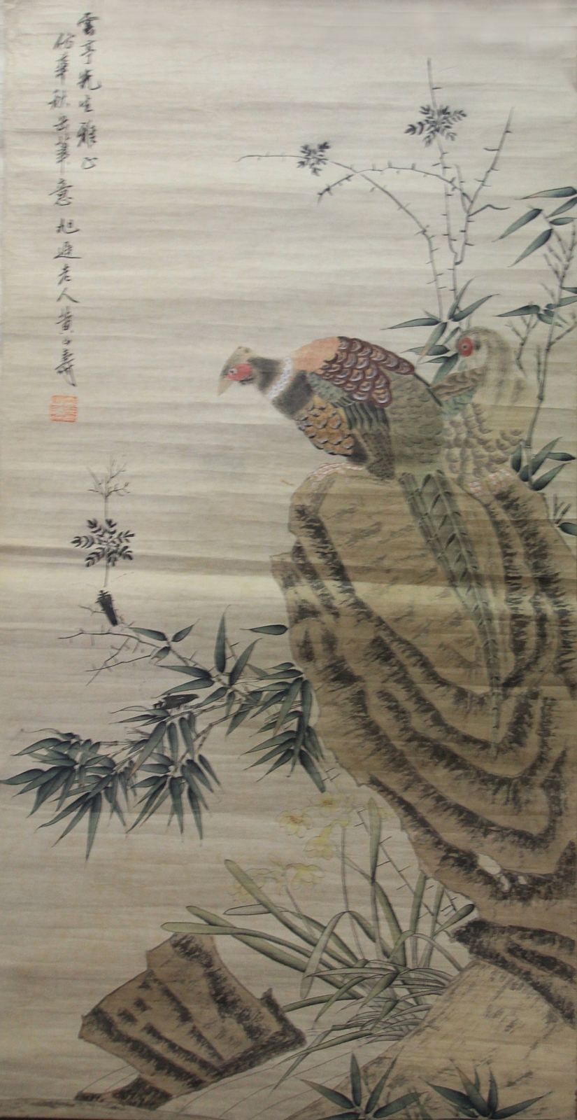 黄山寿花鸟画